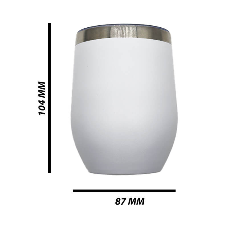 Double Wall Stainless Steel 12oz (350ml) Engraving Wine Tumbler White - Image 7