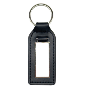 PU/Metal Keyring Rectangle Black