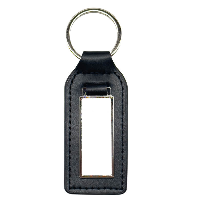 PU/Metal Keyring Rectangle Black