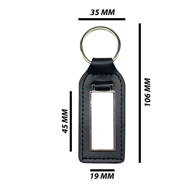 PU/Metal Keyring Rectangle Black - Image 7