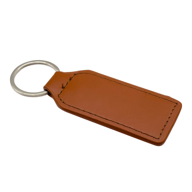 PU/Metal Keyring Rectangle Brown - Image 6