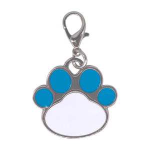 Metal Dog Tag Blue Paw Shape
