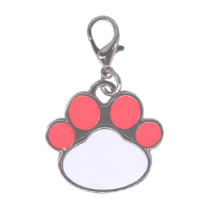 Metal Dog Tag Pink Paw Shape