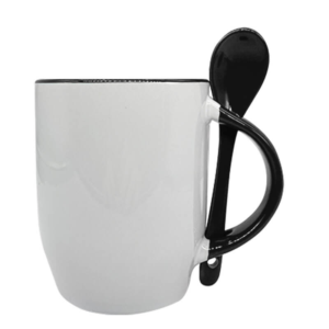 12oz Black Ceramic Mug With Spoon