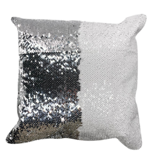 Silver sequin pillow case + pillow